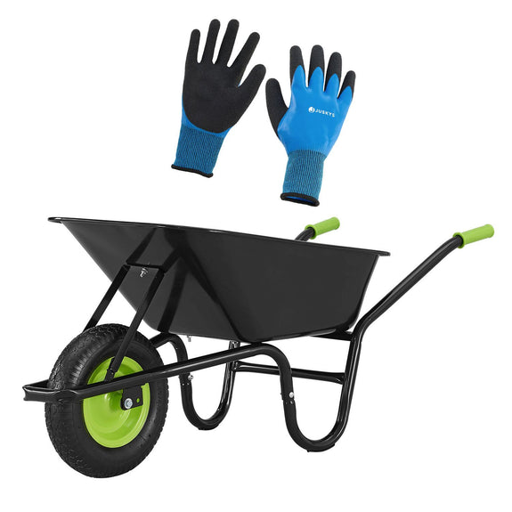 Kruiwagen 100 Liter - Luchtbanden - Zwart - Max. 210 KG - Incl. Handschoenen - Afbeelding 1