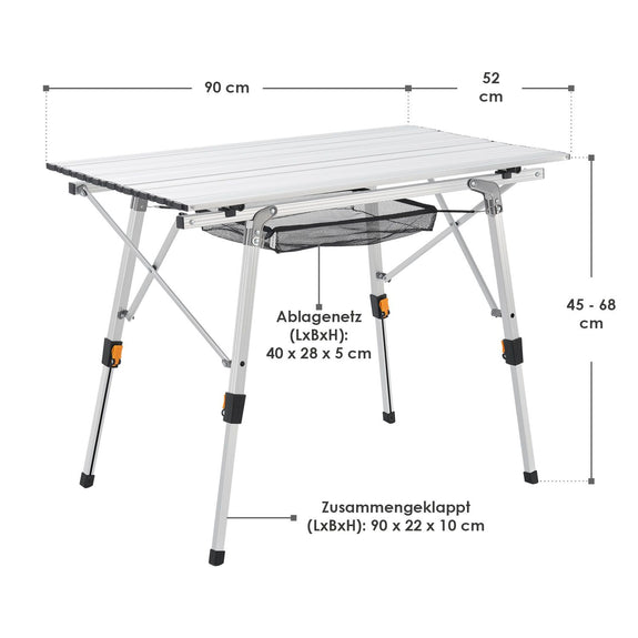 Vouwbare en inklapbare Campingtafel Picco - Aluminium - 90 x 50 x 67 cm - Afbeelding 12