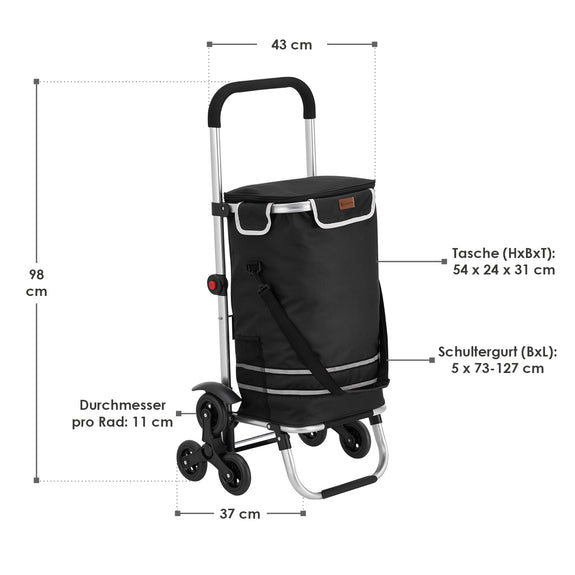 3in1 boodschappentrolley 56L - Voor Trappen - Zwart - Afbeelding 24