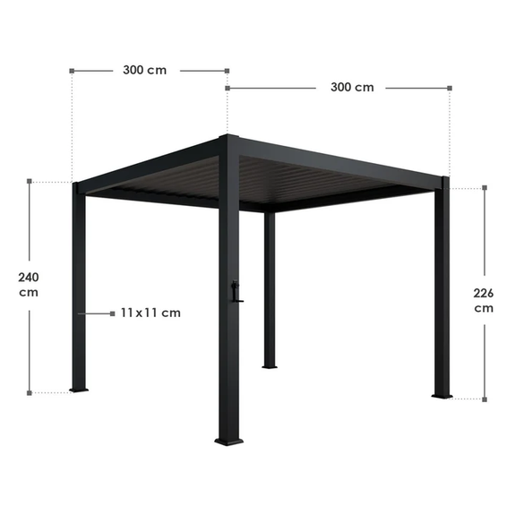 Pergola / Lamellendak - Tahiti - 3x3 m - Antraciet - Afbeelding 6