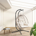 Polyrotan Dubbele Hangstoel Aria - Beige - Incl. Onderstel & Kussens Polyrotan Dubbele Hangstoel Aria - Beige - Incl. Onderstel & Kussens