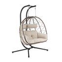 Polyrotan Dubbele Hangstoel Aria - Beige - Incl. Onderstel & Kussens Polyrotan Dubbele Hangstoel Aria - Beige - Incl. Onderstel & Kussens