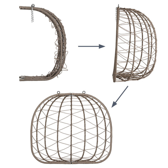 Polyrotan Dubbele Hangstoel Aria - Beige - Incl. Onderstel & Kussens - Afbeelding 5