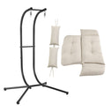 Polyrotan Dubbele Hangstoel Aria - Beige - Incl. Onderstel & Kussens Polyrotan Dubbele Hangstoel Aria - Beige - Incl. Onderstel & Kussens