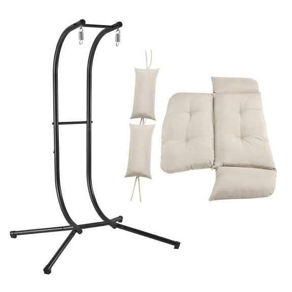 Polyrotan Dubbele Hangstoel Aria - Beige - Incl. Onderstel & Kussens - Afbeelding 6