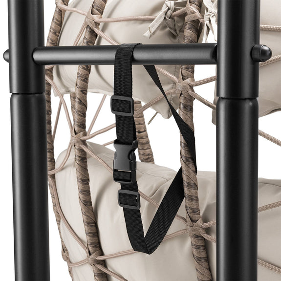 Polyrotan Dubbele Hangstoel Aria - Beige - Incl. Onderstel & Kussens - Afbeelding 7