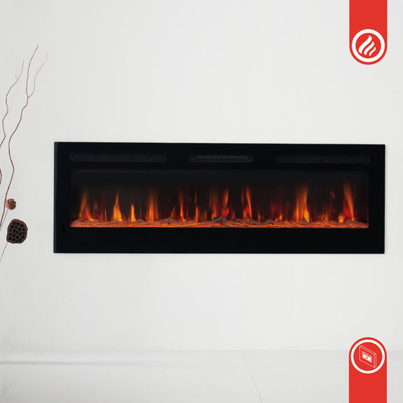 Elektrische haard MARLON - Elektrische 3-in-1 haard met verwarming, 3D-vlameffect, 12 vlamkleuren, afstandsbediening - 60 inch - Afbeelding 2