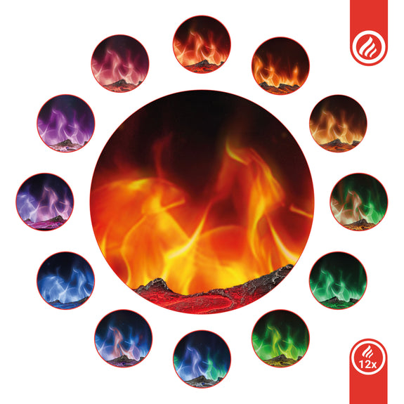 Elektrische haard MARLON - Elektrische 3-in-1 haard met verwarming, 3D-vlameffect, 12 vlamkleuren, afstandsbediening - 60 inch - Afbeelding 7