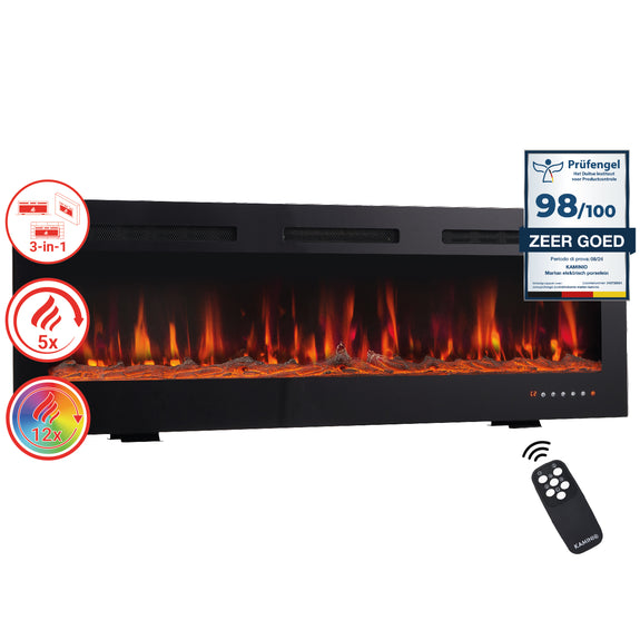 Elektrische haard MARLON - Elektrische 3-in-1 haard met verwarming, 3D-vlameffect, 12 vlamkleuren, afstandsbediening - 60 inch - Afbeelding 1