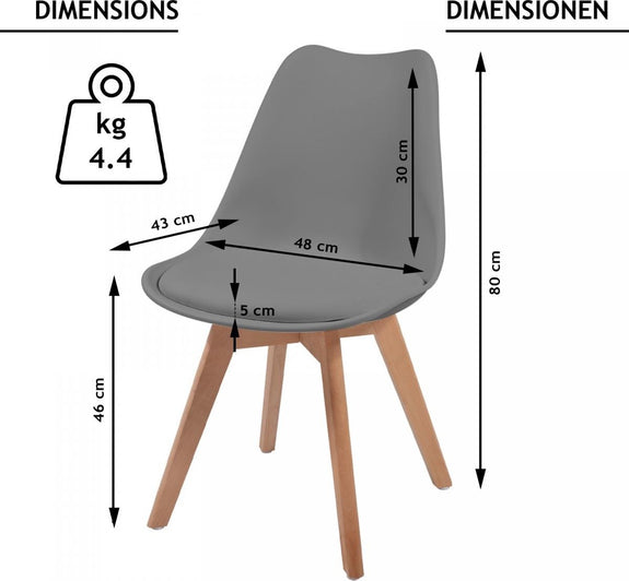 Eetkamerstoelen - Kuipstoelen - Kunststof - Grijs - Set van 2 - Afbeelding 6