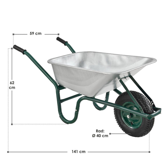 Kruiwagen 100 Liter - Luchtbanden - Zilver - Max. 210 KG - Afbeelding 5