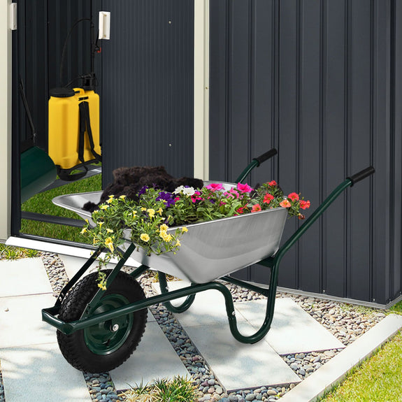 Kruiwagen 100 Liter - Luchtbanden - Zilver - Max. 210 KG - Afbeelding 2