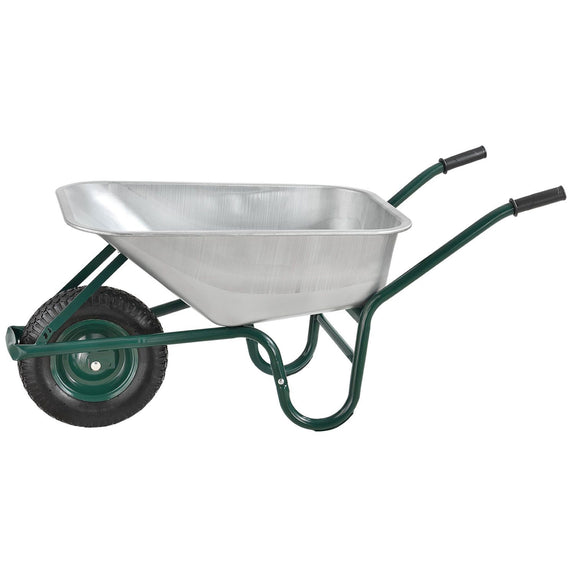 Kruiwagen 100 Liter - Luchtbanden - Zilver - Max. 210 KG - Afbeelding 1