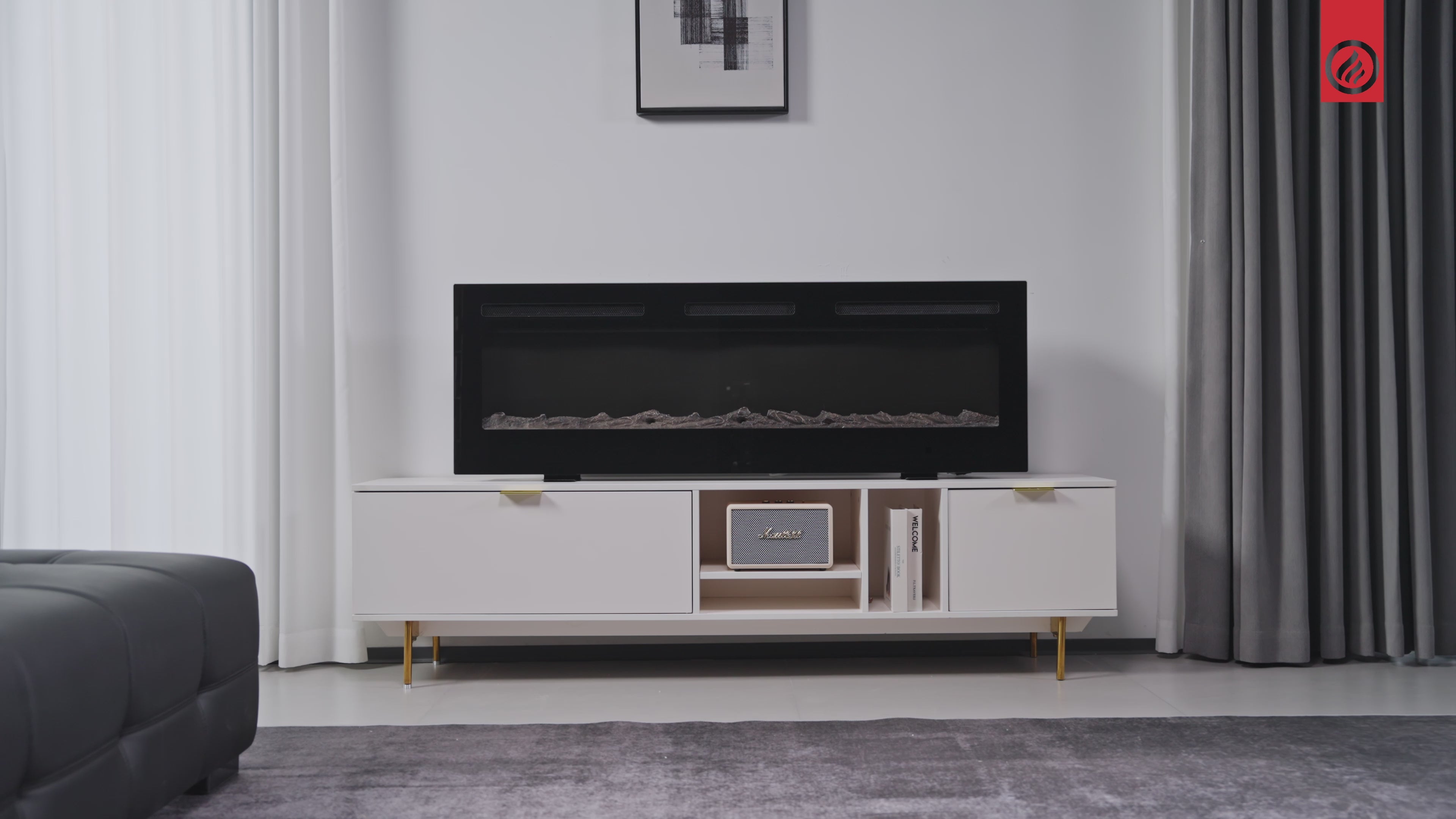 Elektrische haard MARLON - Elektrische 3-in-1 haard met verwarming, 3D-vlameffect, 12 vlamkleuren, afstandsbediening - 60 inch Elektrische haard MARLON - Elektrische 3-in-1 haard met verwarming, 3D-vlameffect, 12 vlamkleuren, afstandsbediening - 60 inch