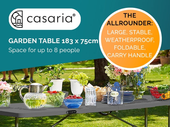 Klaptafel / Campingtafel - Kunststof - 183x75x73cm - Inklapbaar - Antraciet - Afbeelding 2