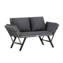 2-in-1 polyrotan tuinbank 176 cm - grijs