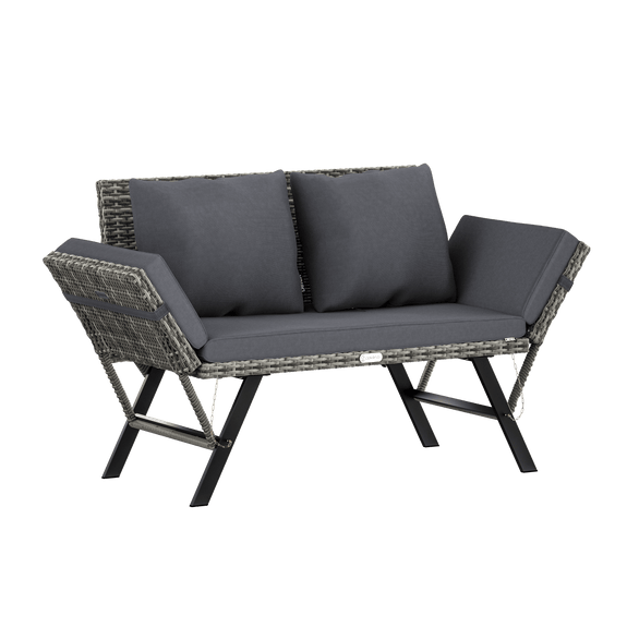2-in-1 polyrotan tuinbank 176 cm - grijs - Afbeelding 1