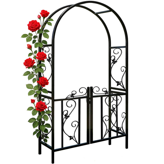 Metalen rozenboog 225 x 115 x 37 cm - zwart - Afbeelding 1