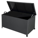 Polyrotan kussenbox Zwart 117x53x60cm met 2 Wielen