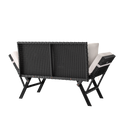 2-in-1 polyrotan tuinbank 176 cm - zwart/crème