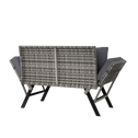 2-in-1 polyrotan tuinbank 176 cm - grijs