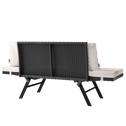 2-in-1 polyrotan tuinbank 176 cm - zwart/crème