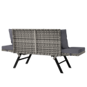 2-in-1 polyrotan tuinbank 176 cm - grijs