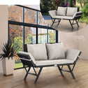 2-in-1 polyrotan tuinbank 176 cm - zwart/crème