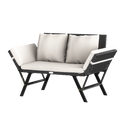 2-in-1 polyrotan tuinbank 176 cm - zwart/crème