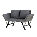 2-in-1 polyrotan tuinbank 176 cm - grijs