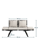 2-in-1 polyrotan tuinbank 176 cm - zwart/crème