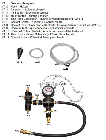 Koelsysteemtester / Druktester - 28-delige set - Incl. Koffer - Afbeelding 2