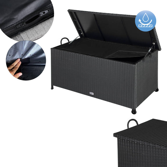 Kussenbox / Opbergbox - Polyrotan - 117x53x60cm - Incl. 2 Wielen - Afbeelding 3