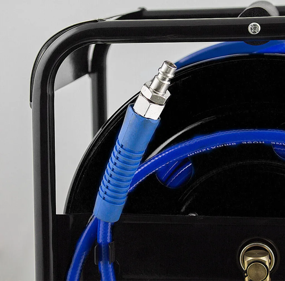 Persluchtslanghaspel - 30 meter - Handmatig - 1/4 inch aansluiting - Blauw - Afbeelding 6