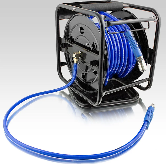 Persluchtslanghaspel - 30 meter - Handmatig - 1/4 inch aansluiting - Blauw - Afbeelding 2