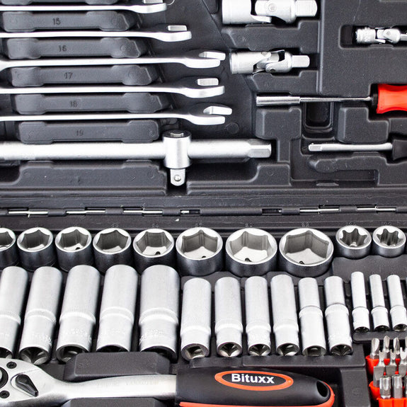 Doppen- en bitset - Incl. ratels / steeksleutels - 215-delig - Afbeelding 3