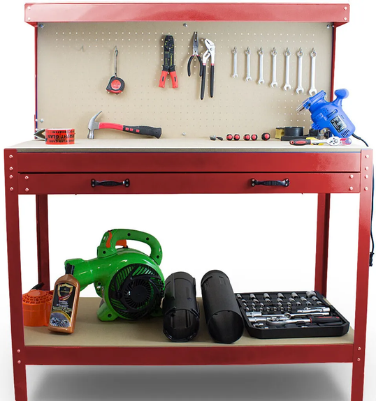 Werkbank Rood - Incl. Prikbord en Lade - Afbeelding 1
