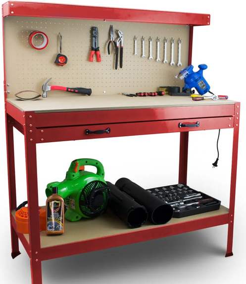 Werkbank Rood - Incl. Prikbord en Lade - Afbeelding 2