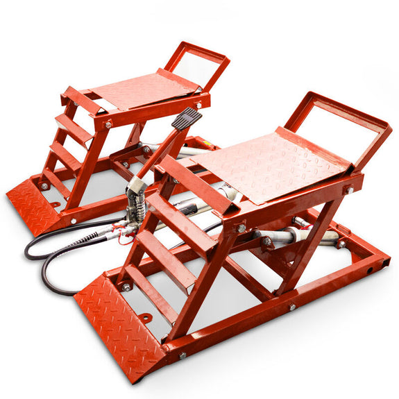 Oprijplaten - In hoogte verstelbaar - Hydraulisch - Rood - Set van 2 - Afbeelding 2