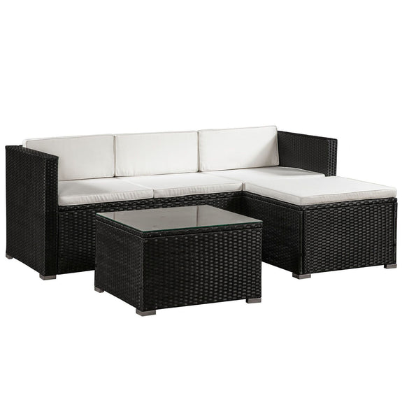 Loungeset Punta Cana M - Polyrotan - Zwart - Beige - Afbeelding 1