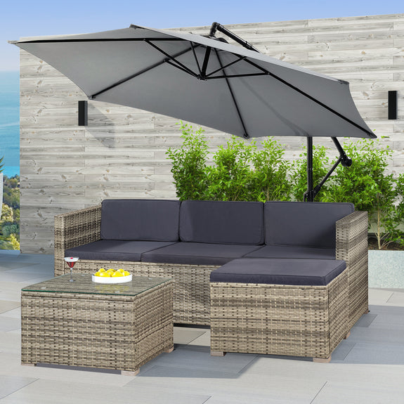 Loungeset Punta Cana M - Polyrotan - Grijs gemeleerd - Afbeelding 2