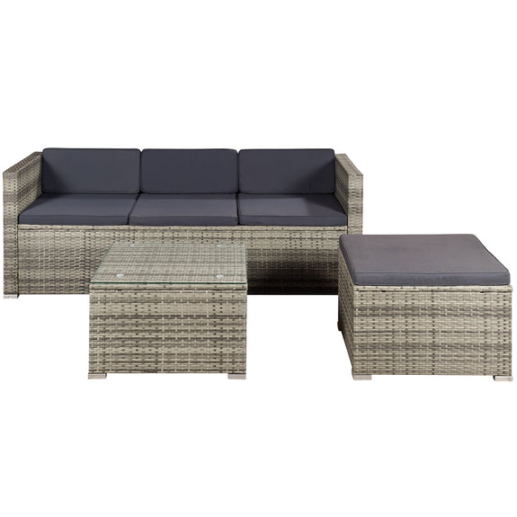Loungeset Punta Cana M - Polyrotan - Grijs gemeleerd - Afbeelding 3