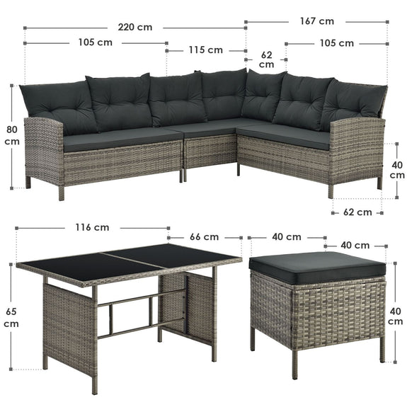 Loungeset Manacor - Grijs - Incl. Kussens - Afbeelding 12