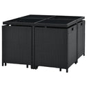 Polyrotan eetset - Baracoa L - 9-delig - Zwart