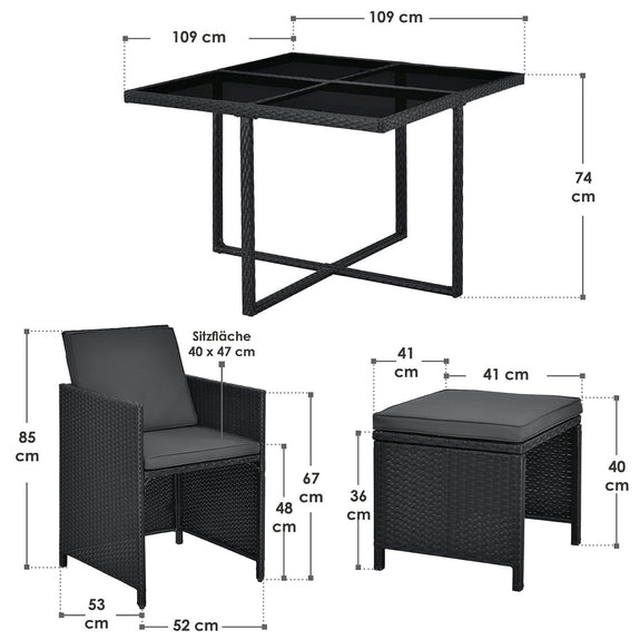 Polyrotan eetset - Baracoa L - 9-delig - Zwart - Afbeelding 14