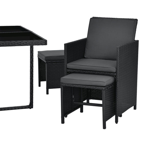 Polyrotan eetset - Baracoa L - 9-delig - Zwart - Afbeelding 9