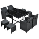 Polyrotan eetset - Baracoa L - 9-delig - Zwart