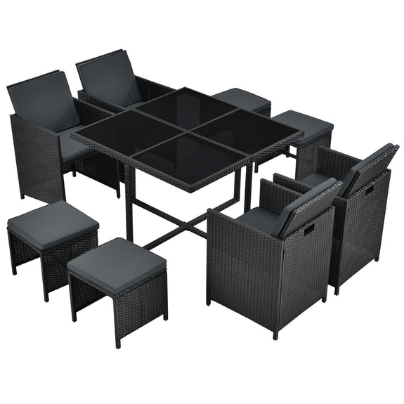 Polyrotan eetset - Baracoa L - 9-delig - Zwart - Afbeelding 1