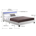Gestoffeerd bed Verona - 120 x 200 cm - Wit - LED verlichting
