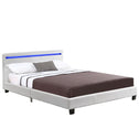 Gestoffeerd bed Verona - 120 x 200 cm - Wit - LED verlichting